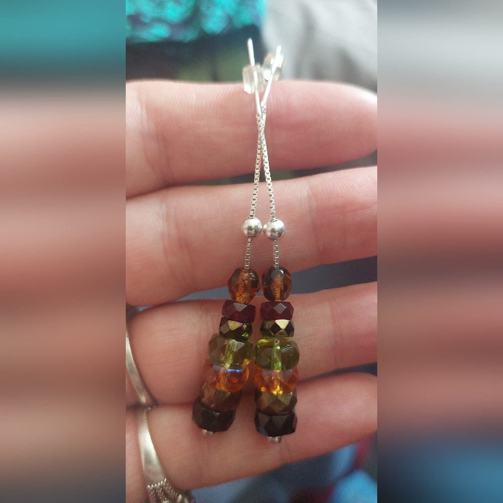 Gemstone Threader Sterling Silver Earrings - image 8